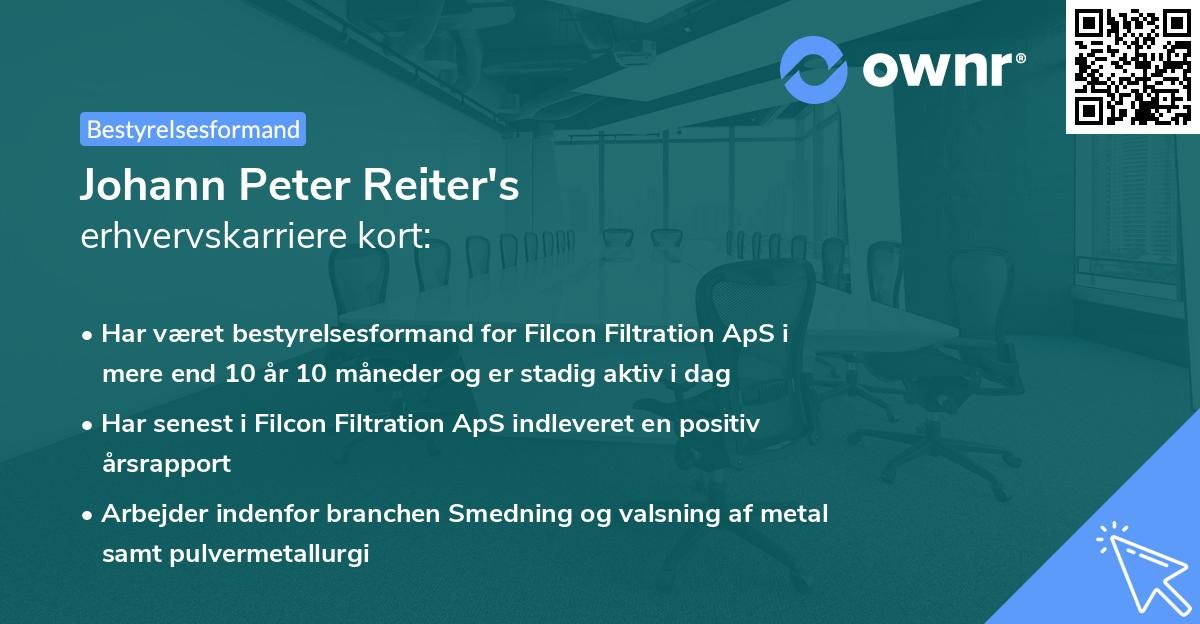 Johann Peter Reiter's erhvervskarriere kort