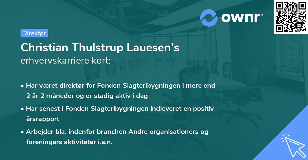 Christian Thulstrup Lauesen's erhvervskarriere kort