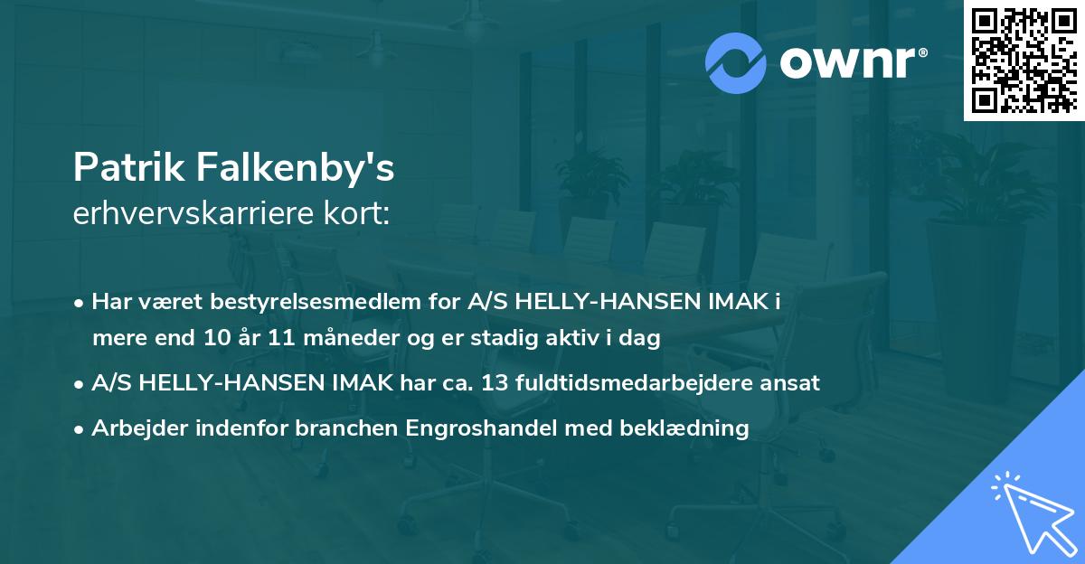Patrik Falkenby's erhvervskarriere kort
