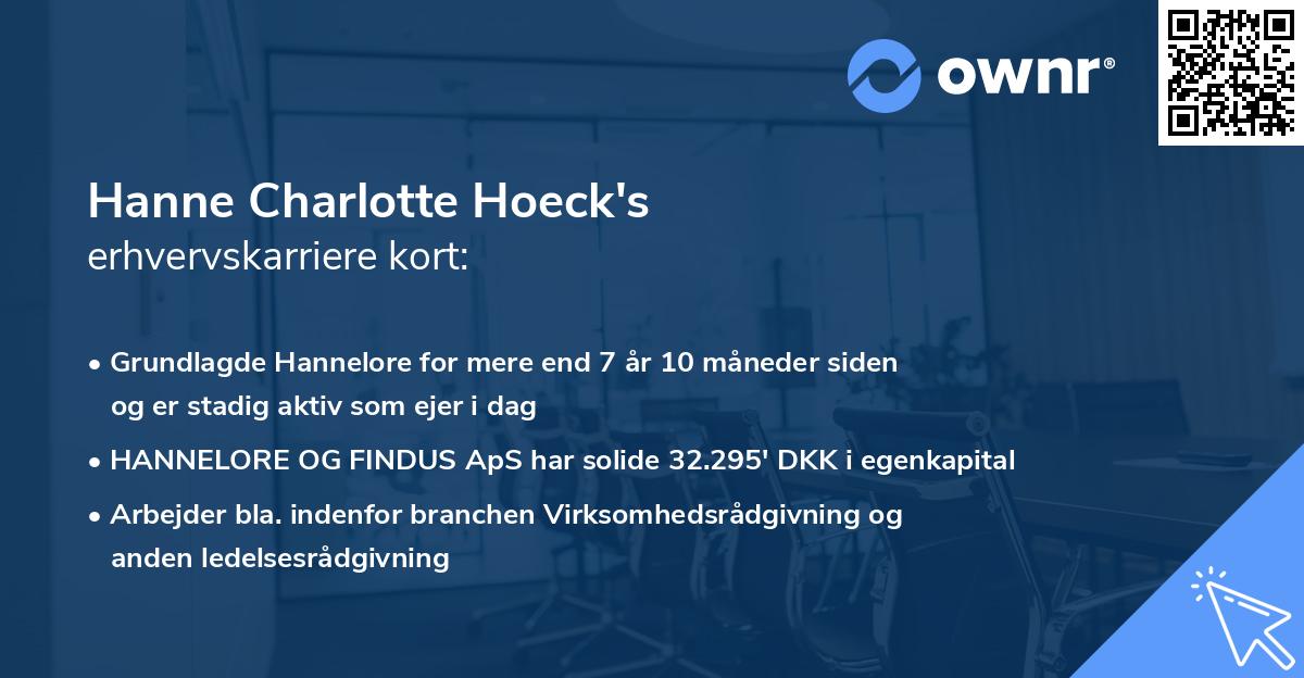 Hanne Charlotte Hoeck's erhvervskarriere kort