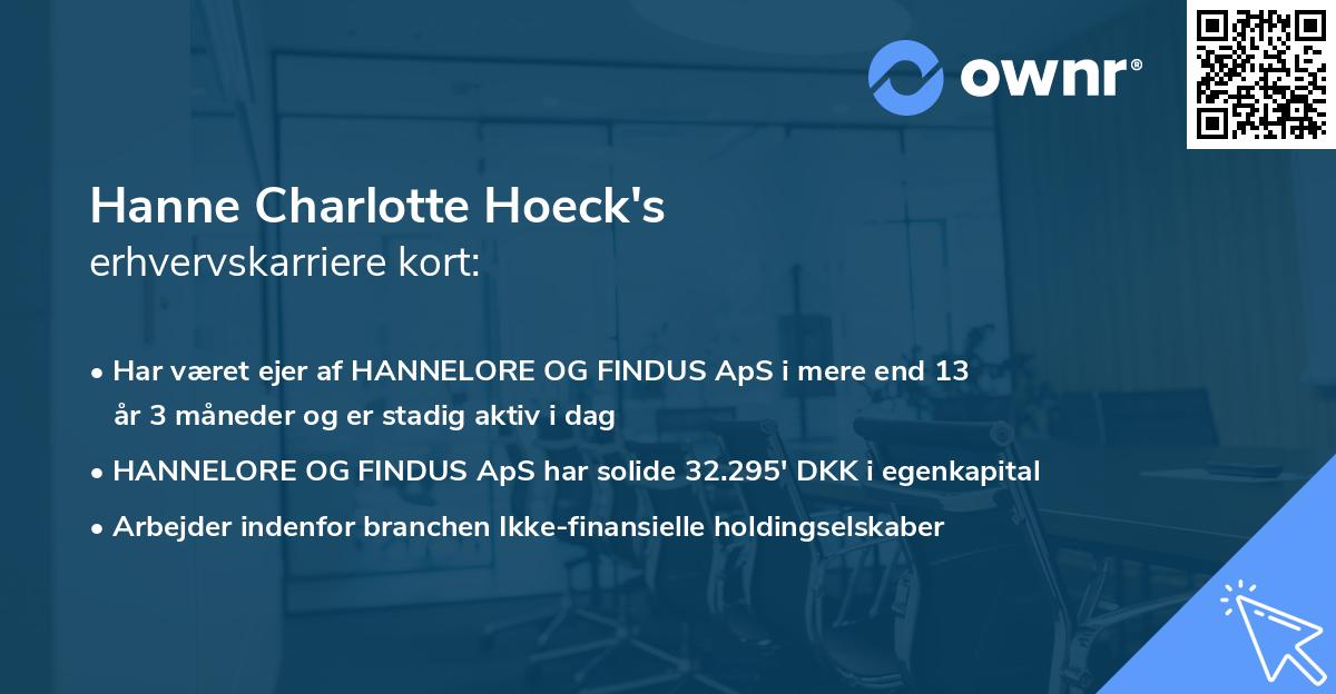 Hanne Charlotte Hoeck's erhvervskarriere kort