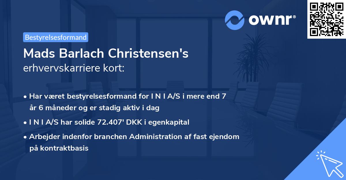 Mads Barlach Christensen's erhvervskarriere kort