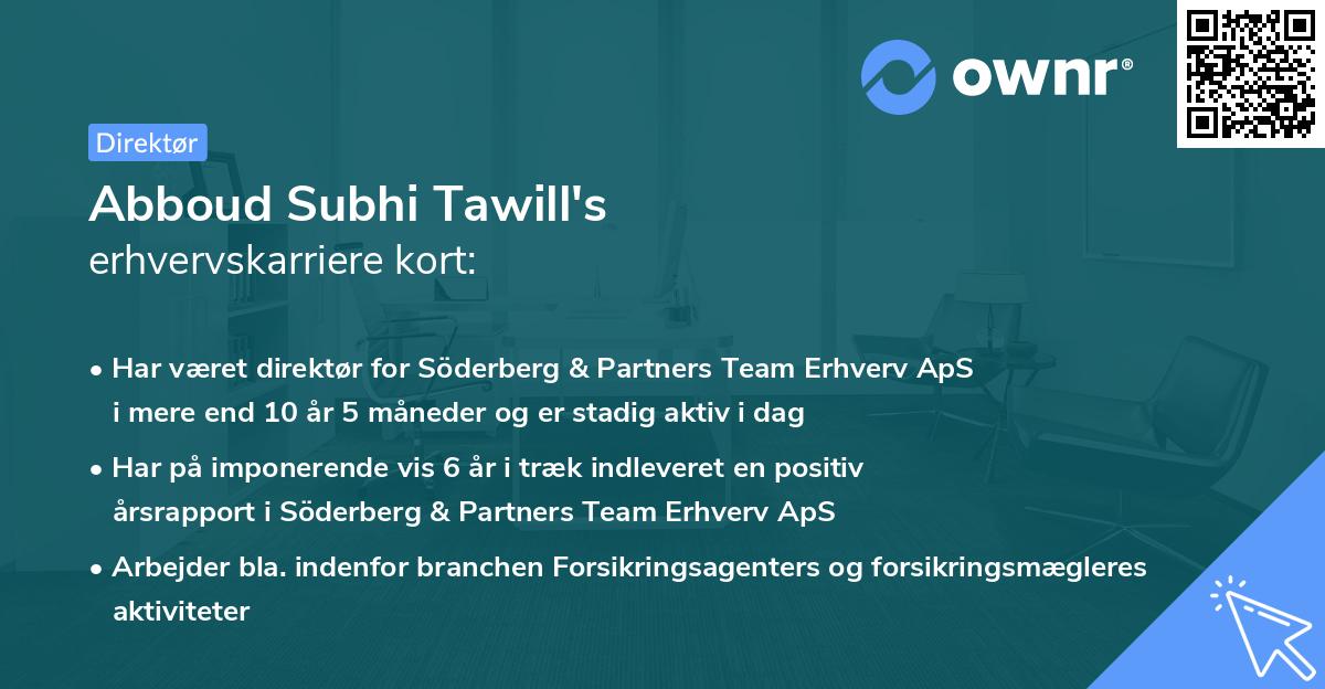 Abboud Subhi Tawill's erhvervskarriere kort