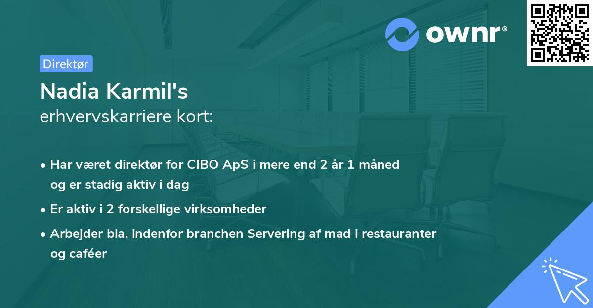 Nadia Karmil's erhvervskarriere kort