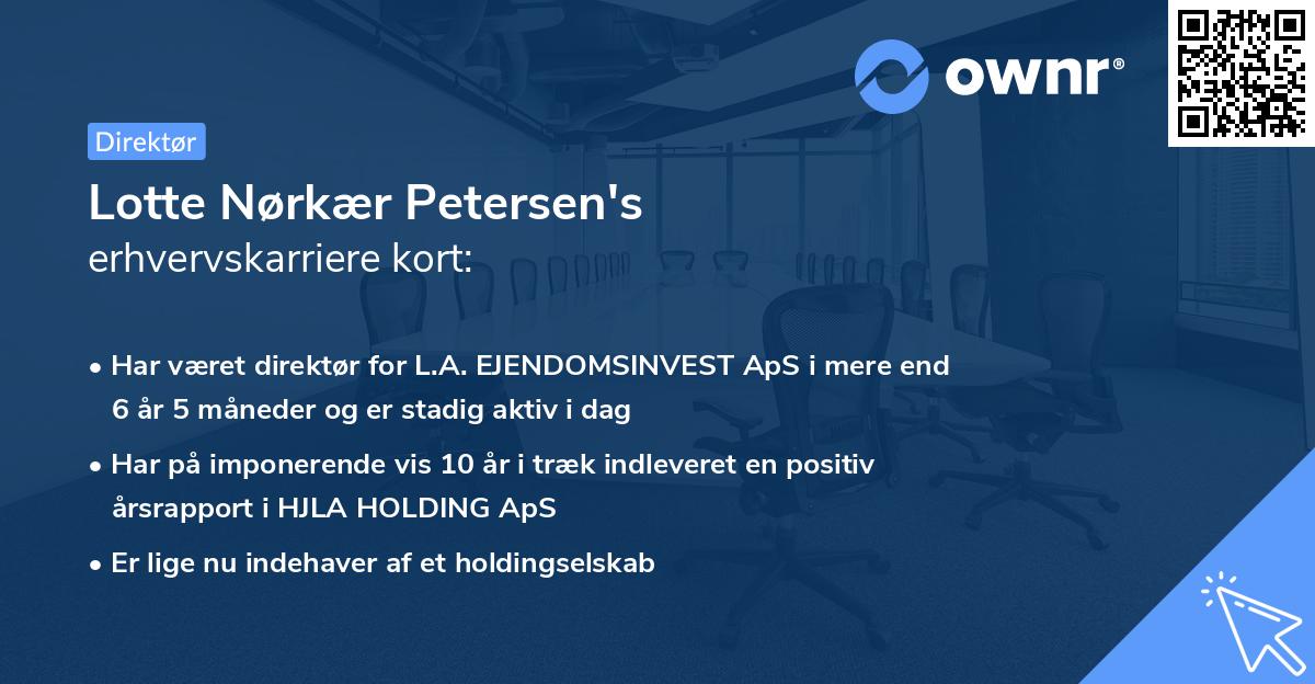 Lotte Nørkær Petersen's erhvervskarriere kort