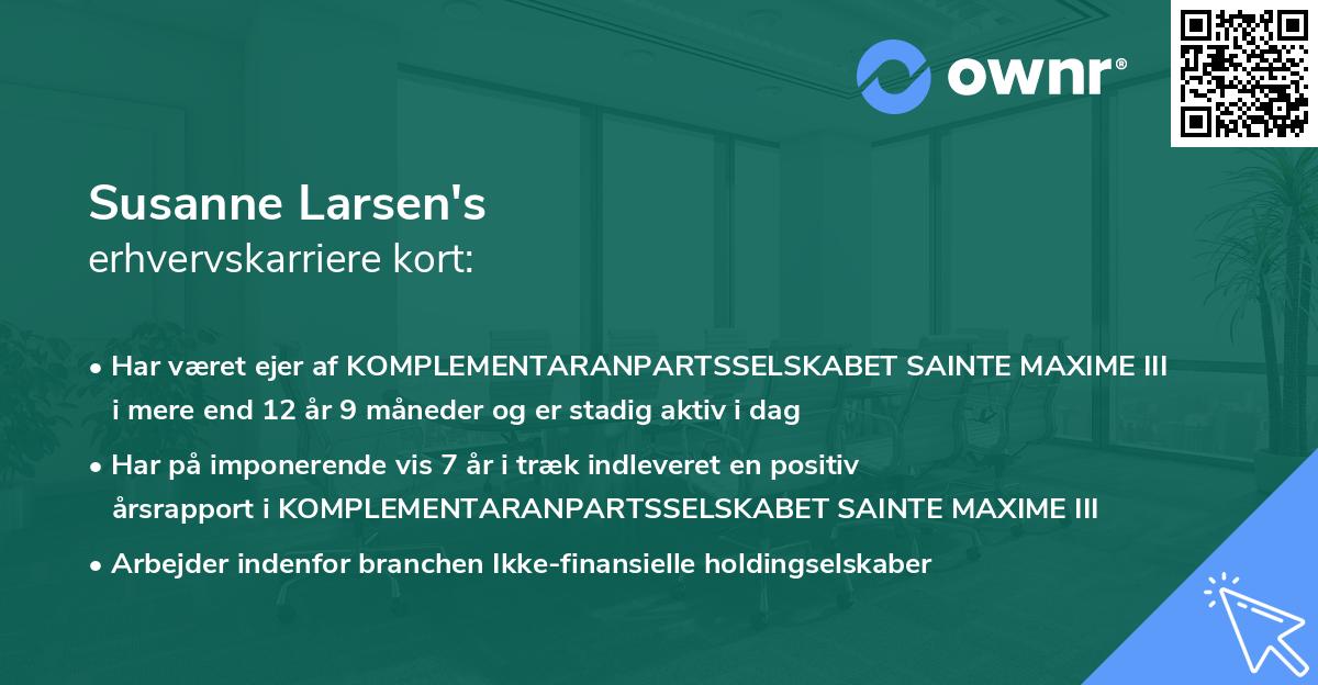 Susanne Larsen's erhvervskarriere kort