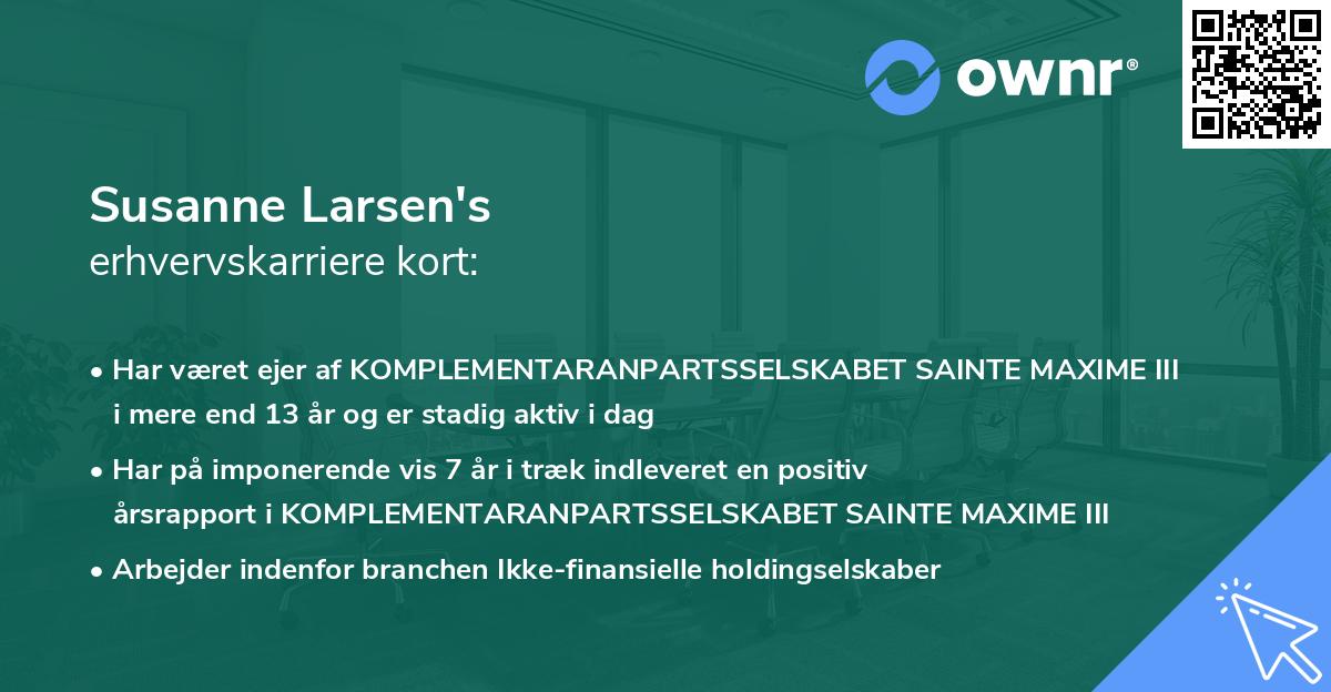Susanne Larsen's erhvervskarriere kort