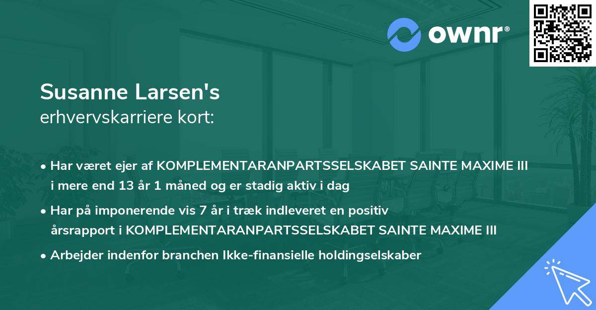 Susanne Larsen's erhvervskarriere kort