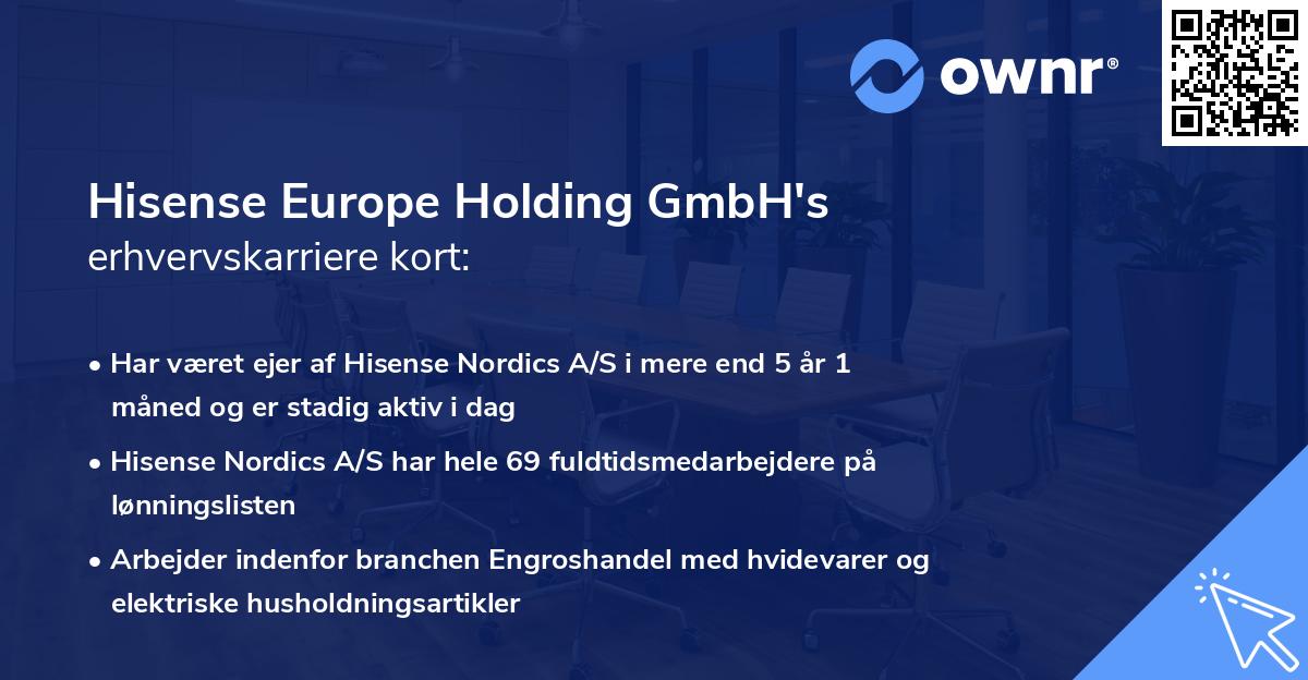 Hisense Europe Holding GmbH's erhvervskarriere kort