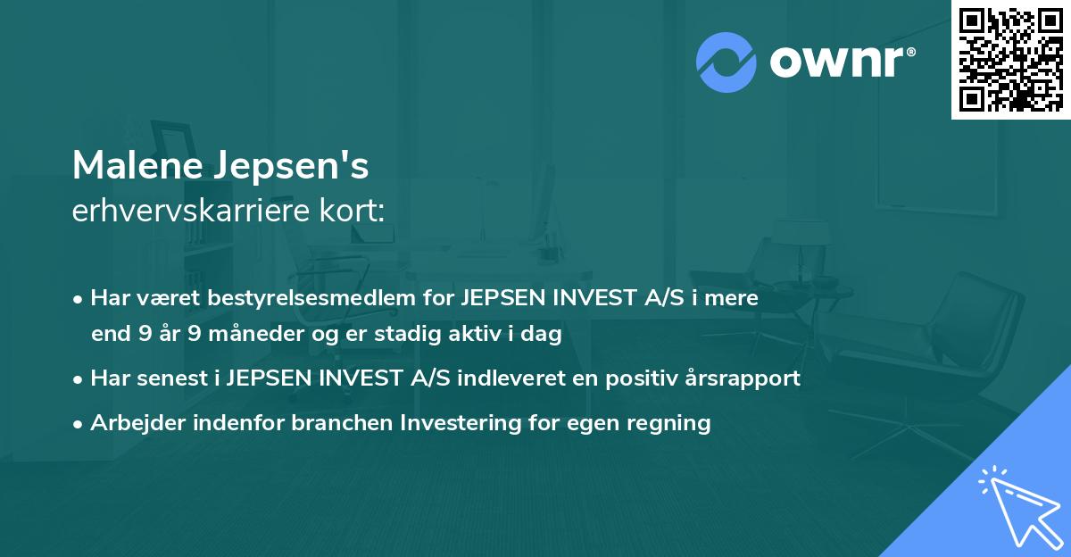 Malene Jepsen's erhvervskarriere kort