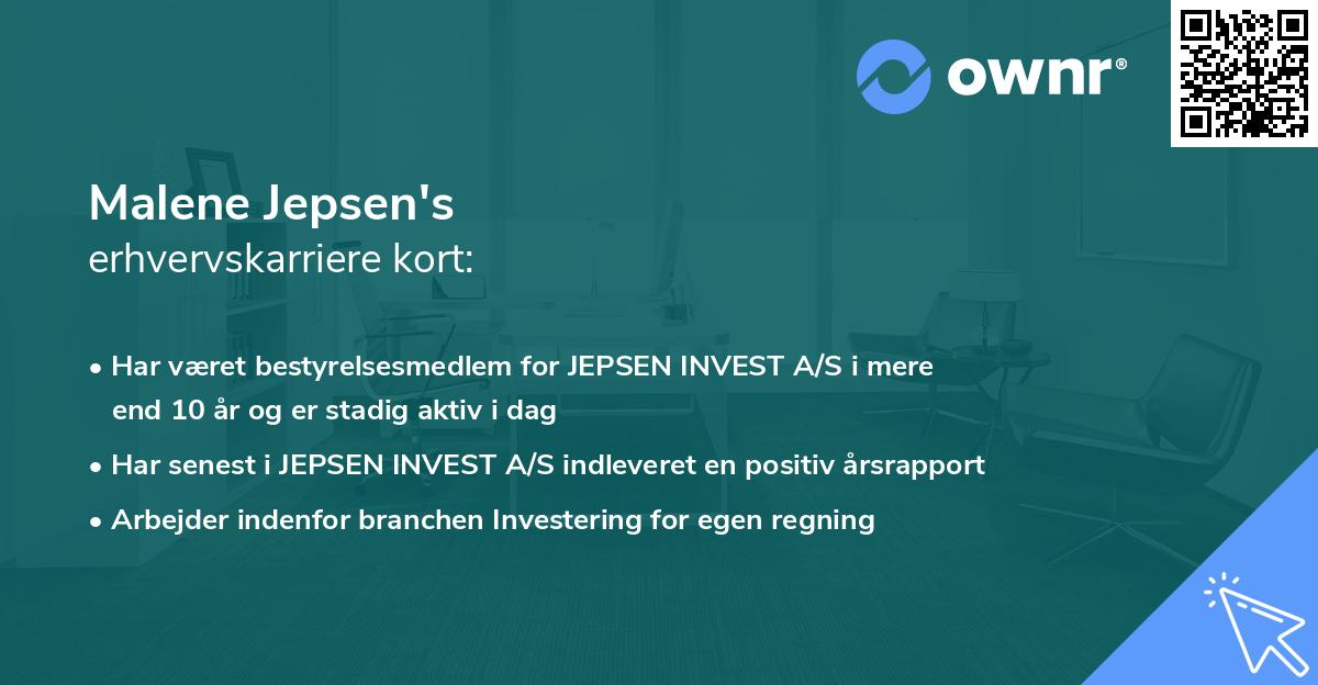 Malene Jepsen's erhvervskarriere kort