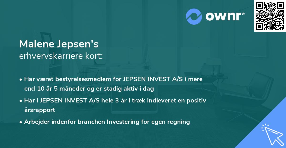 Malene Jepsen's erhvervskarriere kort