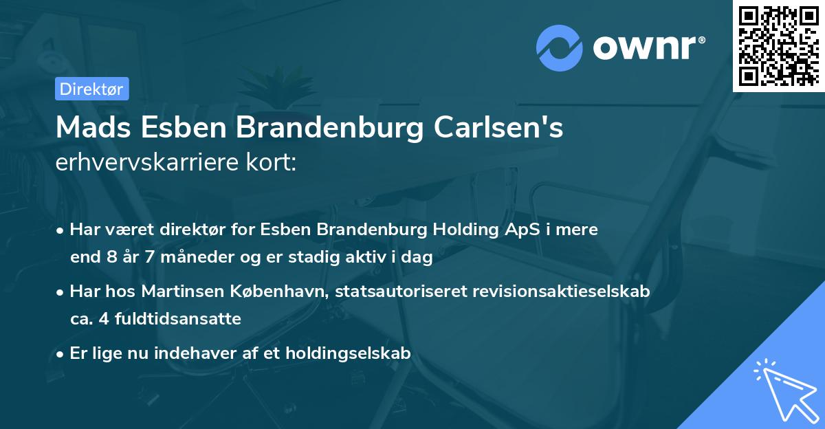 Mads Esben Brandenburg Carlsen's erhvervskarriere kort