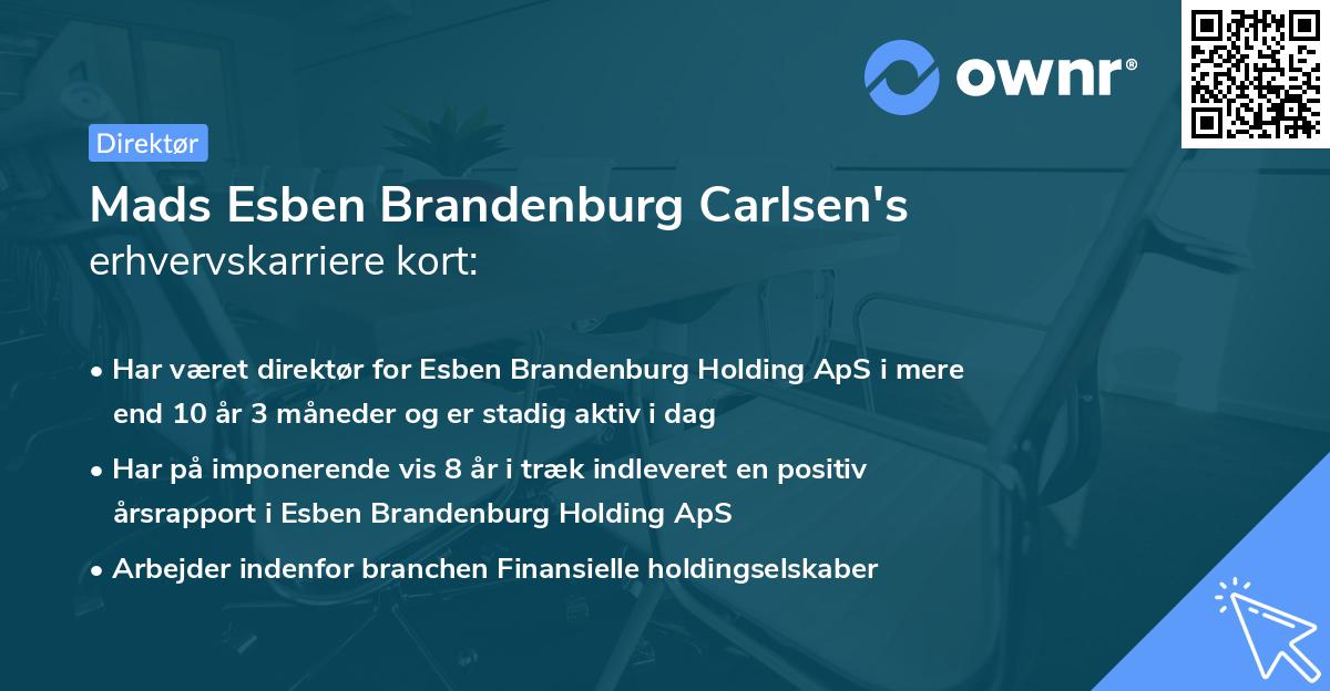Mads Esben Brandenburg Carlsen's erhvervskarriere kort