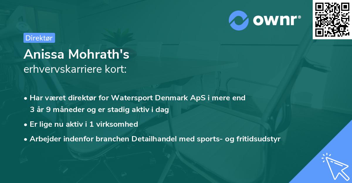 Anissa Mohrath's erhvervskarriere kort