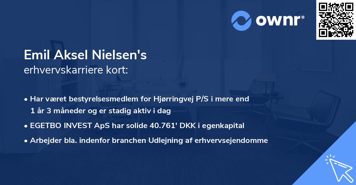 Emil Aksel Nielsen's erhvervskarriere kort