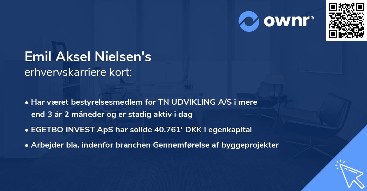 Emil Aksel Nielsen's erhvervskarriere kort