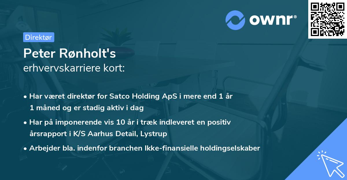 Peter Rønholt's erhvervskarriere kort
