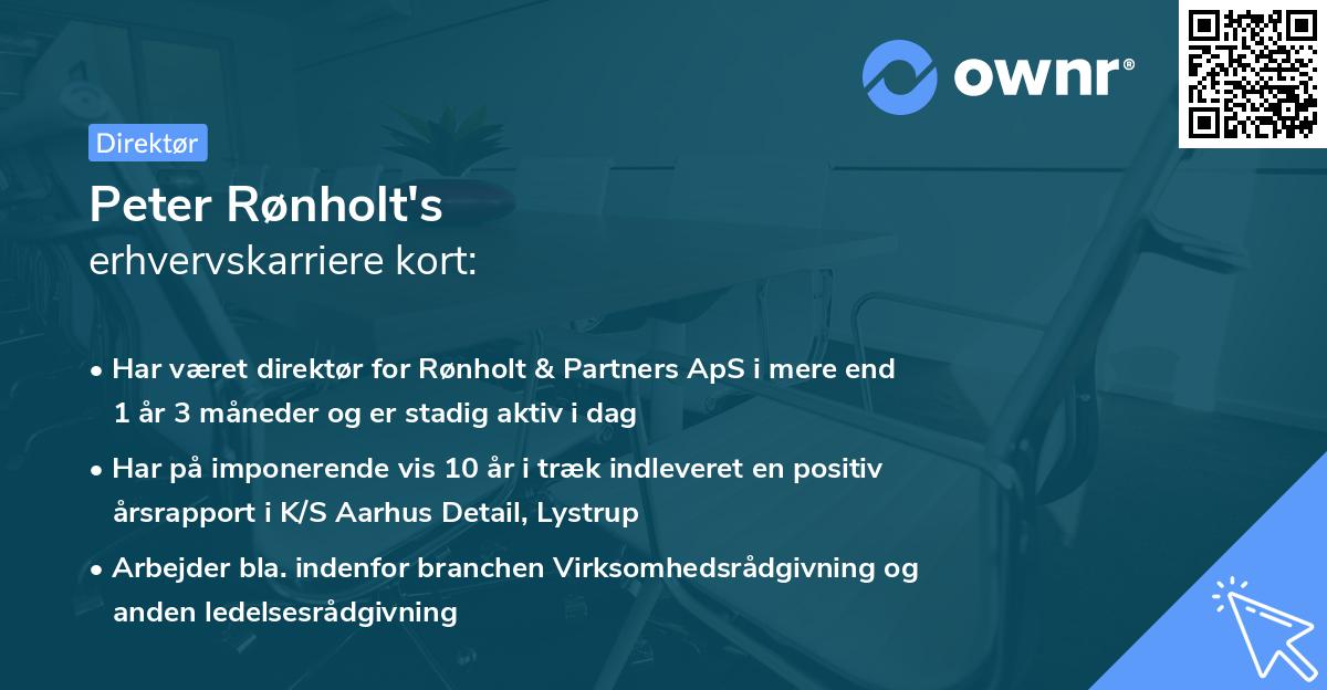 Peter Rønholt's erhvervskarriere kort