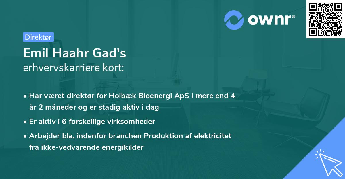 Emil Haahr Gad's erhvervskarriere kort