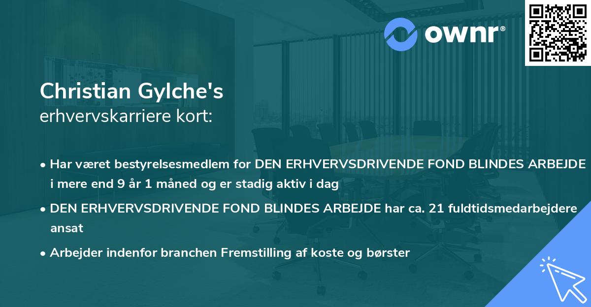 Christian Gylche's erhvervskarriere kort