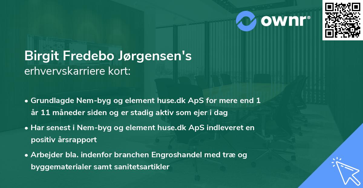 Birgit Fredebo Jørgensen's erhvervskarriere kort