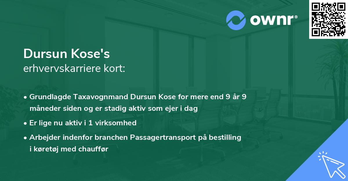 Dursun Kose's erhvervskarriere kort