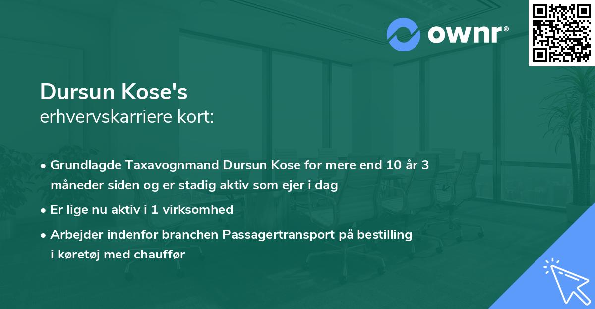 Dursun Kose's erhvervskarriere kort