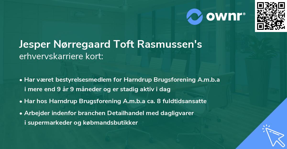Jesper Nørregaard Toft Rasmussen's erhvervskarriere kort