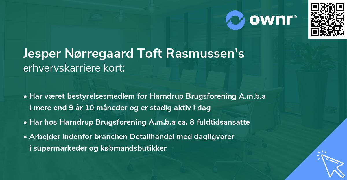 Jesper Nørregaard Toft Rasmussen's erhvervskarriere kort