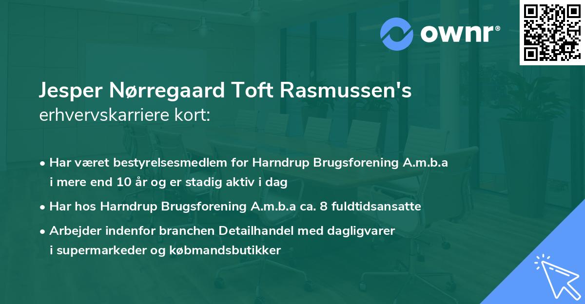 Jesper Nørregaard Toft Rasmussen's erhvervskarriere kort