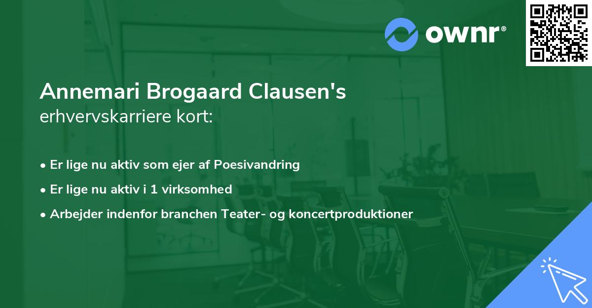 Annemari Brogaard Clausen's erhvervskarriere kort