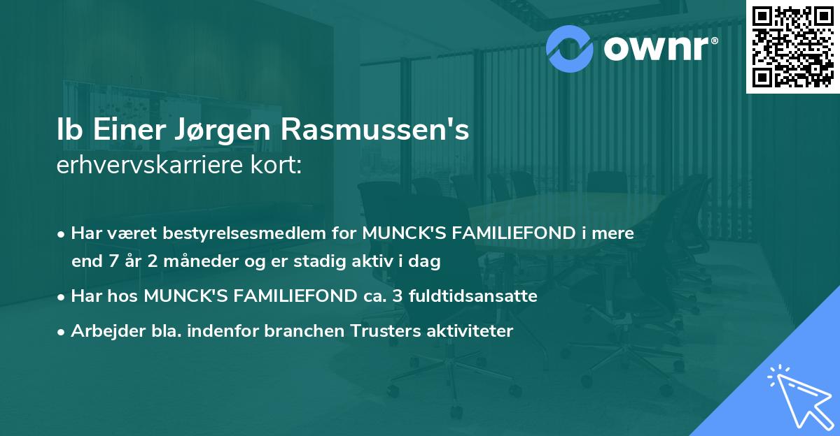 Ib Einer Jørgen Rasmussen's erhvervskarriere kort