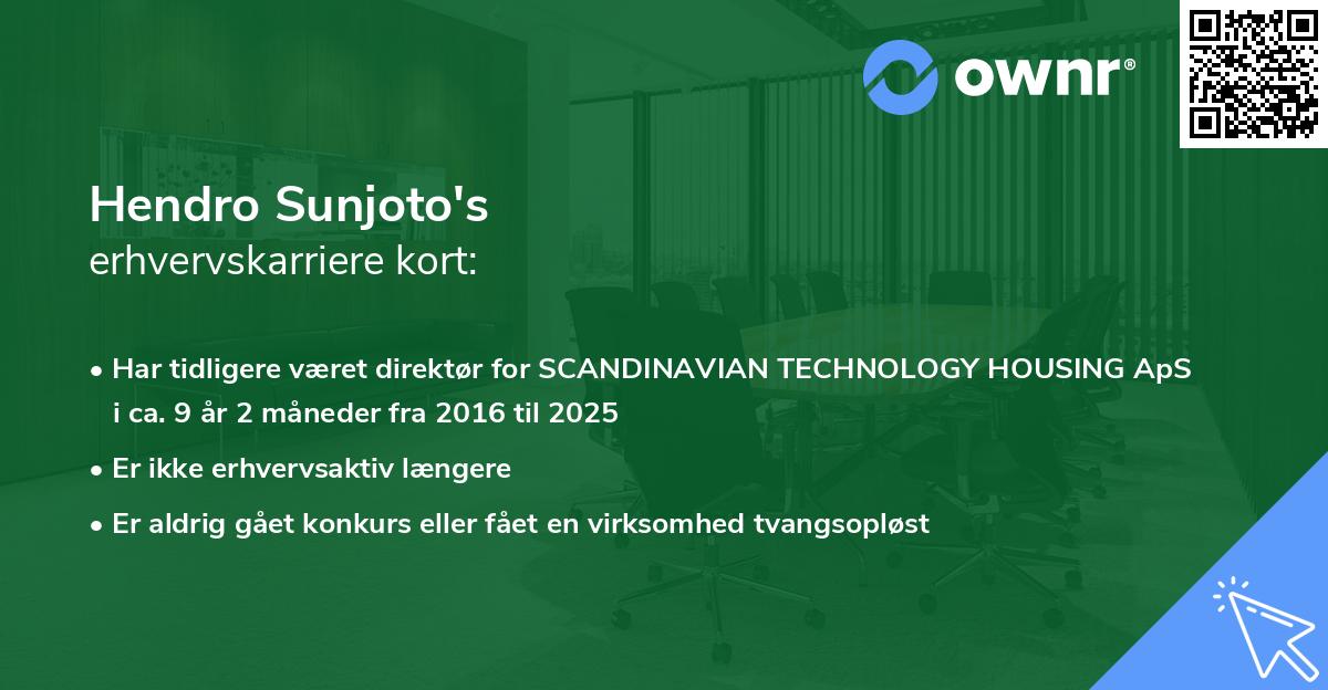 Hendro Sunjoto's erhvervskarriere kort