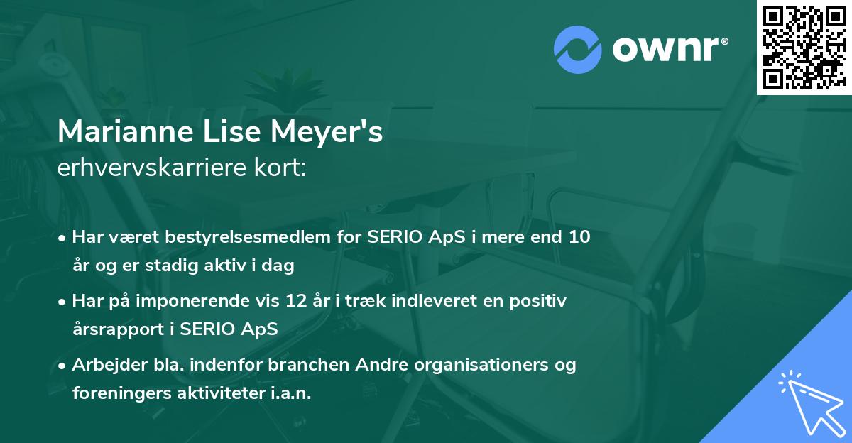 Marianne Lise Meyer's erhvervskarriere kort