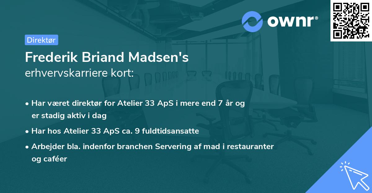 Frederik Briand Madsen's erhvervskarriere kort