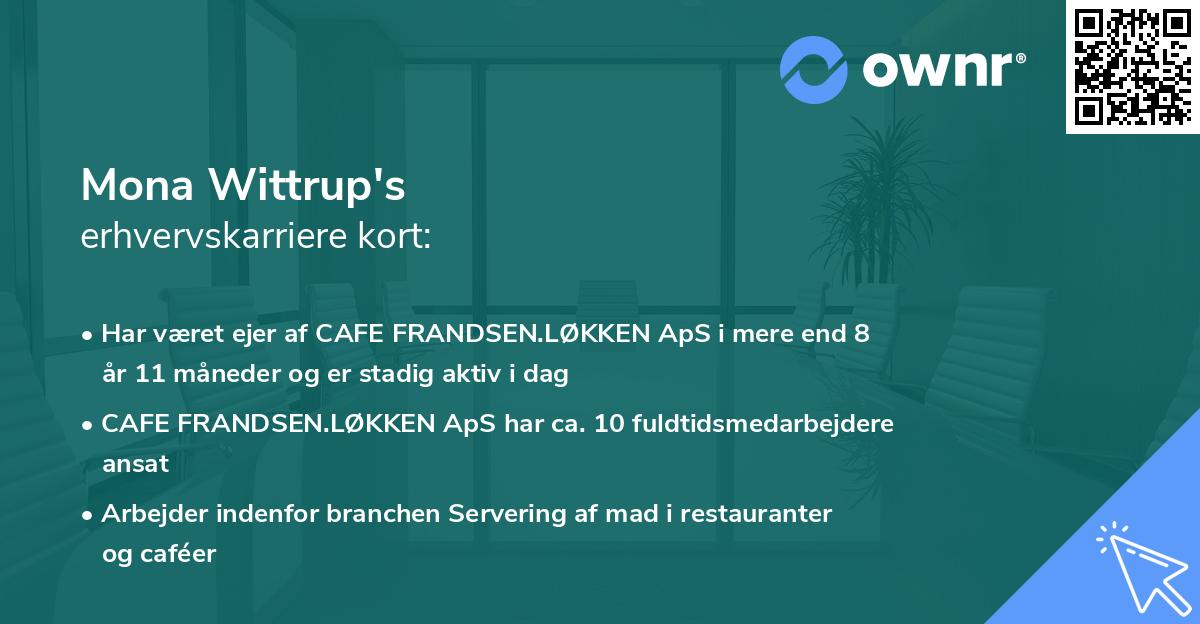 Mona Wittrup's erhvervskarriere kort