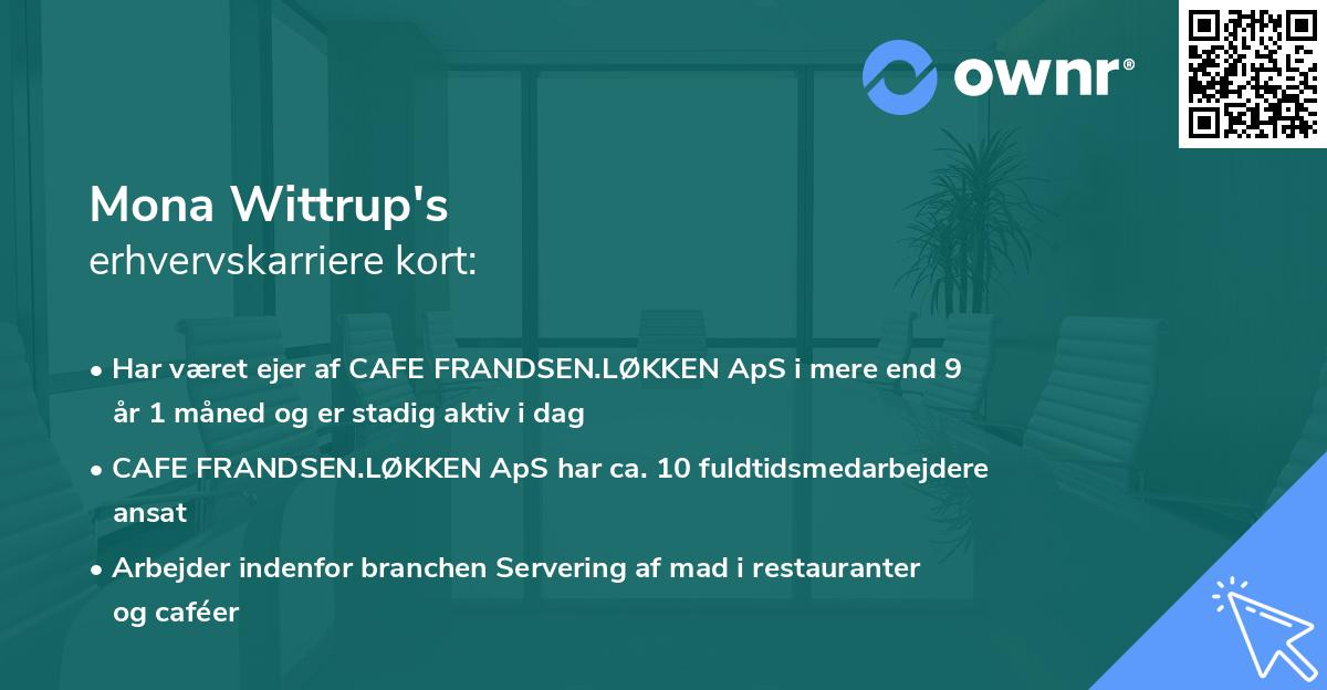 Mona Wittrup's erhvervskarriere kort