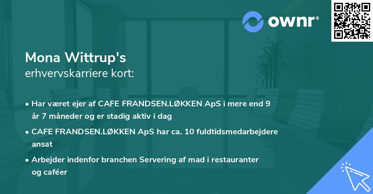 Mona Wittrup's erhvervskarriere kort
