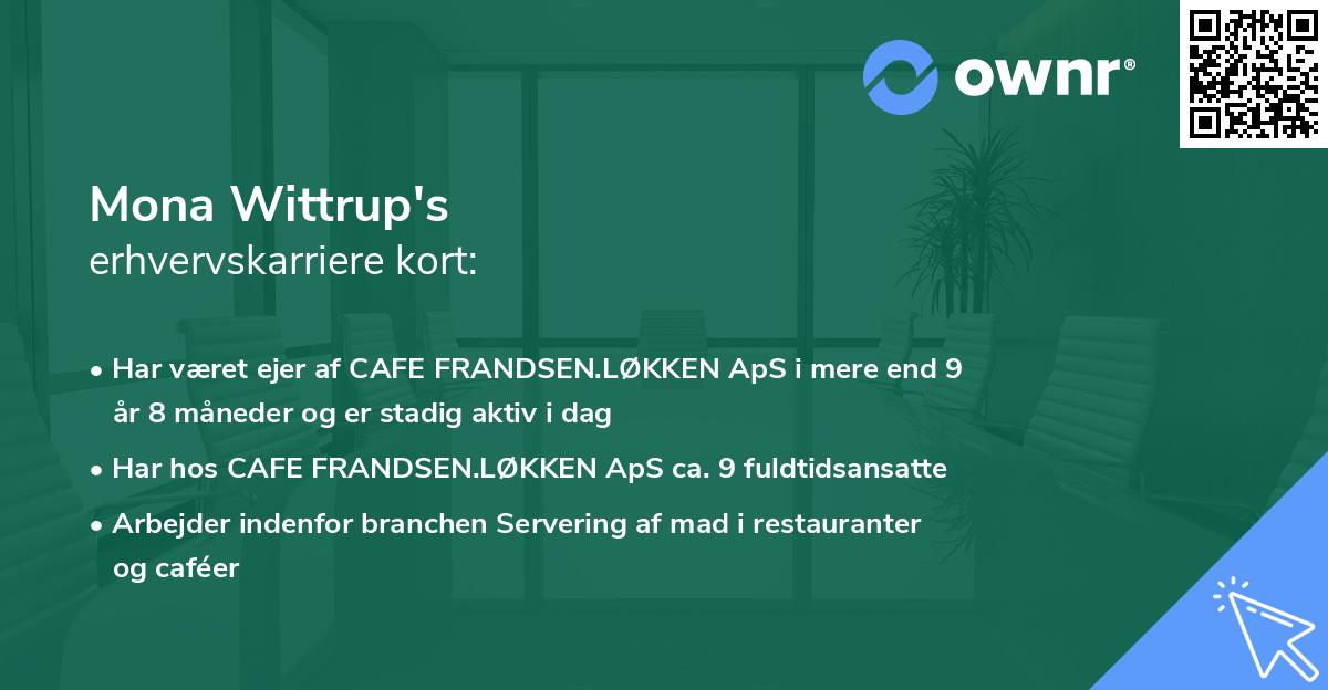 Mona Wittrup's erhvervskarriere kort