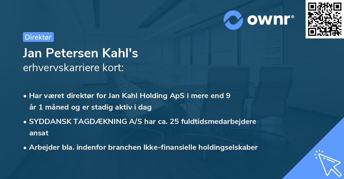 Jan Petersen Kahl's erhvervskarriere kort