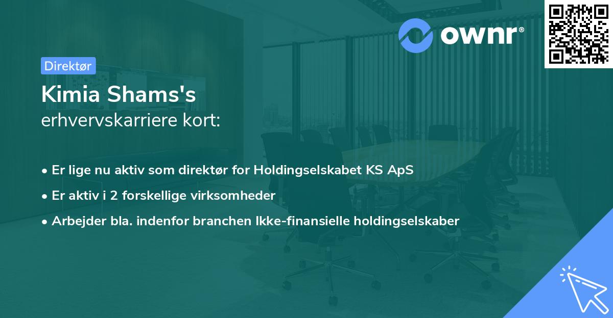 Kimia Shams's erhvervskarriere kort