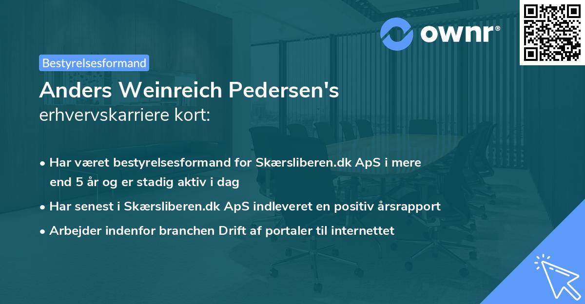 Anders Weinreich Pedersen's erhvervskarriere kort