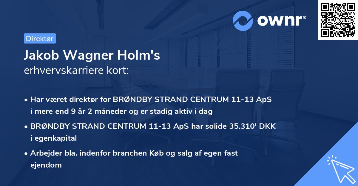 Jakob Wagner Holm's erhvervskarriere kort