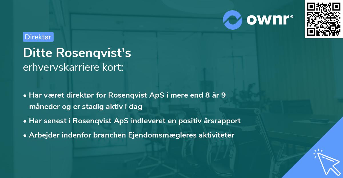 Ditte Rosenqvist's erhvervskarriere kort