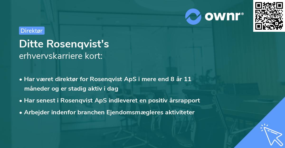 Ditte Rosenqvist's erhvervskarriere kort