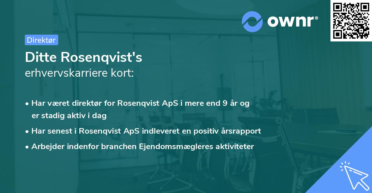 Ditte Rosenqvist's erhvervskarriere kort