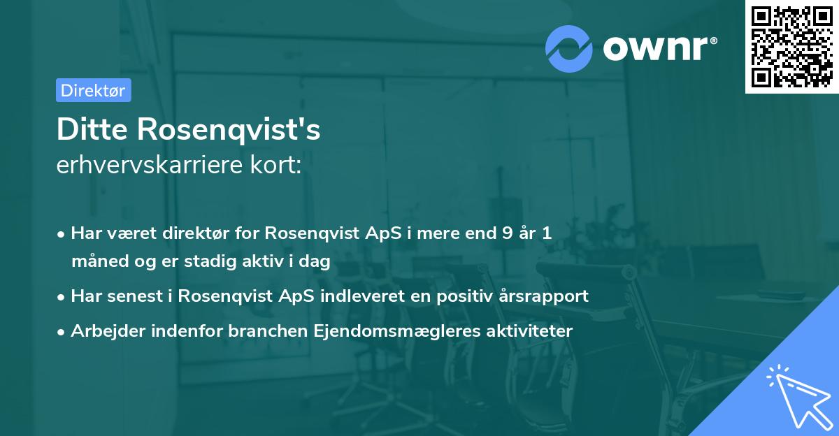 Ditte Rosenqvist's erhvervskarriere kort