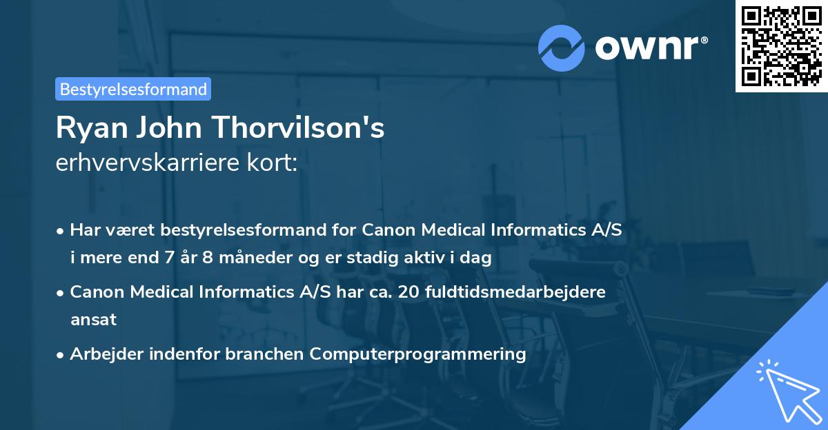 Ryan John Thorvilson's erhvervskarriere kort