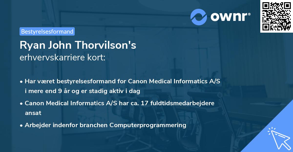 Ryan John Thorvilson's erhvervskarriere kort